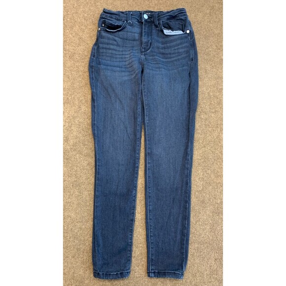 Judy Blue Jeans Womens 3/26 Mid Rise Skinny Stretch Whiskered Dark Wash Denim - Picture 1 of 9